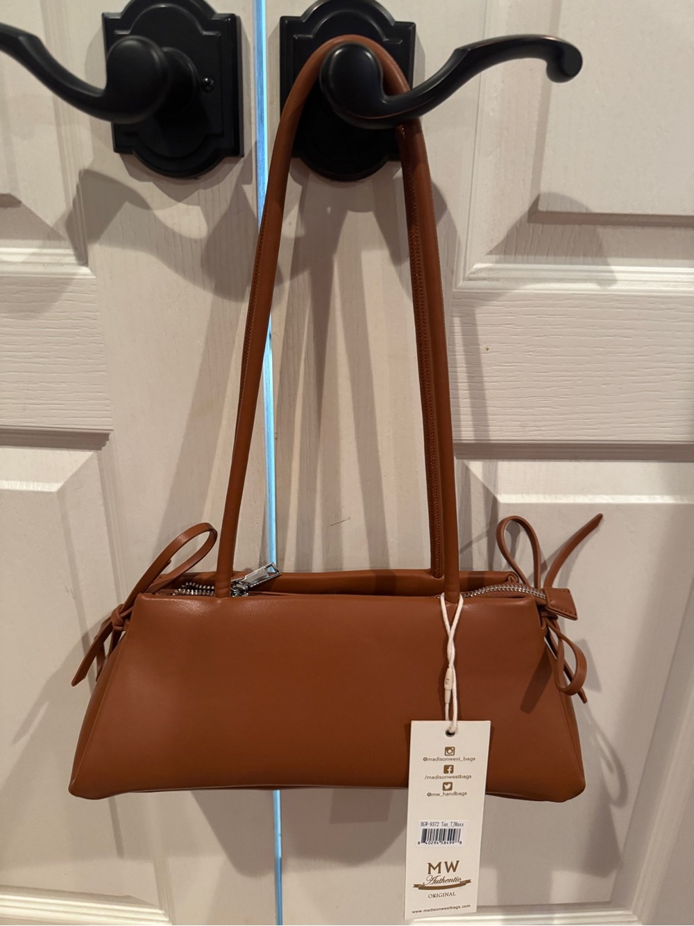 JM Collection Brown Leather Like Shoulder Bag